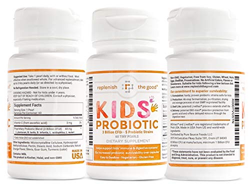 Kids Probiotics, 60-Day Supply. Easy to Swallow Daily Pearl Probiotic for Kids. Sugar Free Childrens Probiotic, 15x More Effective Than Gummies. Antibiotic Recovery Probiotic for Children