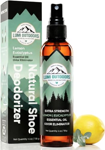 Natural Shoe Deodorizer Spray, Foot Odor Eliminator and Air Freshener - Organic Lemongrass, Mint, Tea Tree Essential Oils