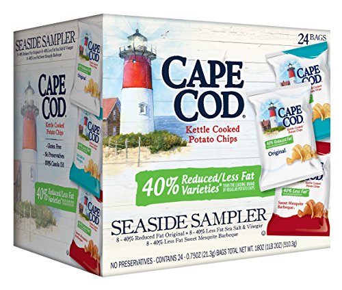 Book Cover Cape Cod Potato Chips, Reduced Fat Kettle Cooked, Seaside Sampler (24 Count) Variety Pack