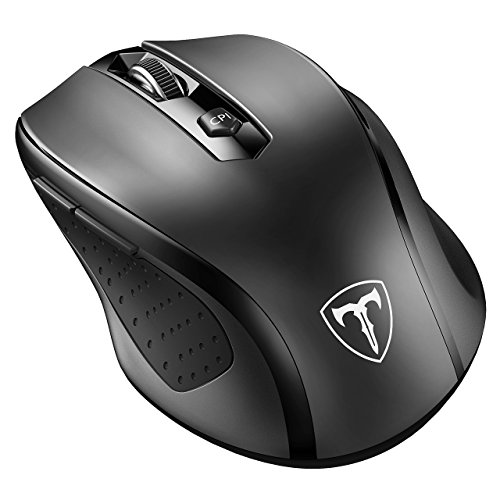 VicTsing MM057 2.4G Wireless Mouse Portable Mobile Optical Mouse with USB Receiver, 5 Adjustable DPI Levels, 6 Buttons for Notebook, PC, Laptop, Computer, Macbook - Black
