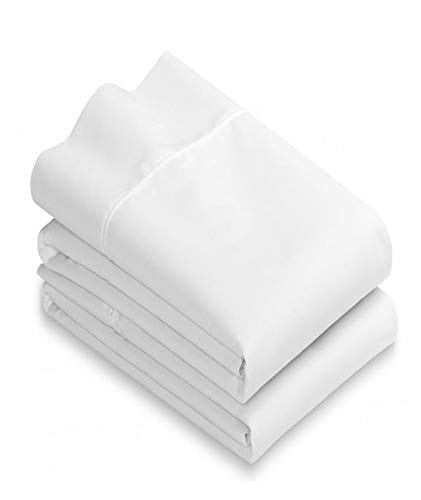 Book Cover White Standard Pillowcases Set of 2 Cotton Blend - 200TC Heavy Weight Quality, Elegant Double Stitched Tailoring, Reduces Allergies and Respiratory Irritation