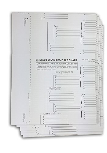 Book Cover TreeSeekÂ® 15 Generation Pedigree Chart | 5 Pack | Blank Genealogy Forms for Family History and Ancestry Work
