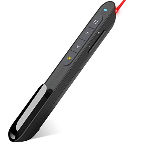 DinoFire Wireless Presenter, Support Hyperlink Volume Control RF 2.4GHz PowerPoint Clicker Presentation Remote Control (Black)