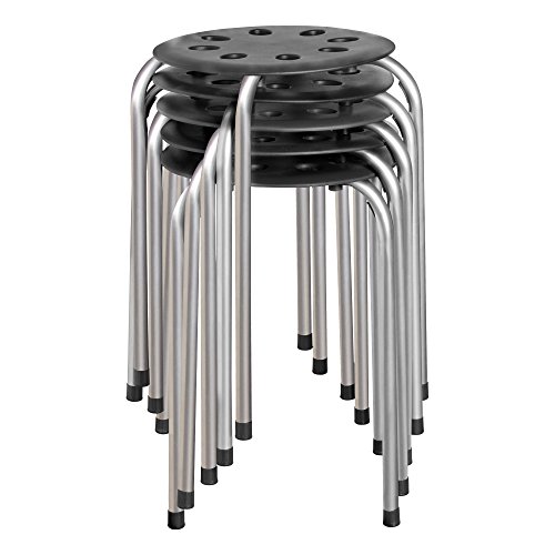 Book Cover Norwood Commercial Furniture NOR-STOOLBS-SO Plastic Stack Stools, Black & Grey, Pack of 5