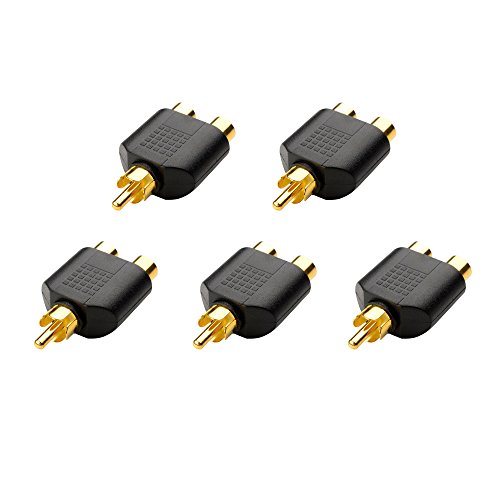 Cable Matters 5-Pack, Gold Plated RCA Male to Female Split Adapter