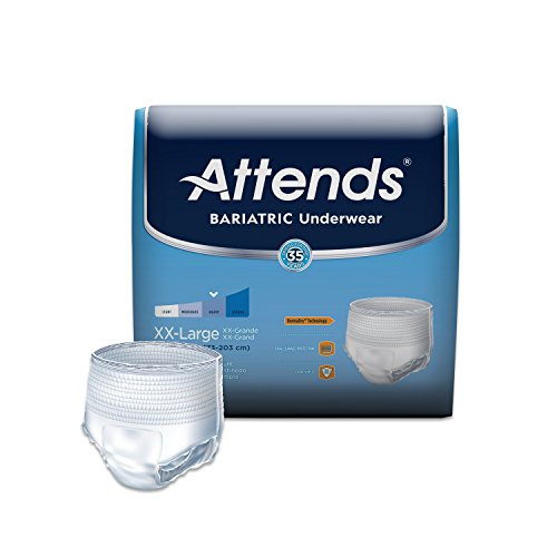 Attends Bariatric Protective Underwear with DermaDry Technology for Adult Incontinence Care, XX-Large, Unisex, 48 Count