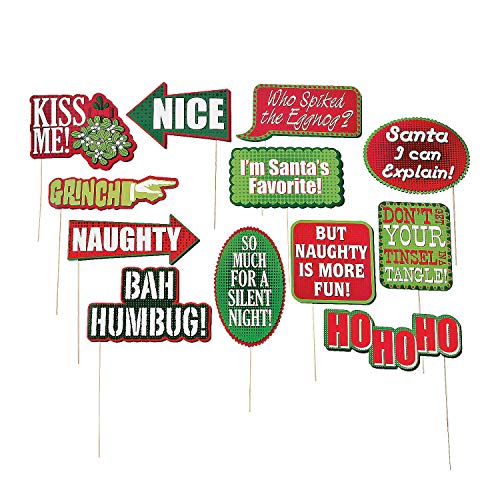 CHRISTMAS TALK BUBBLE PHOTO STICK PROPS - Apparel Accessories - 12 Pieces