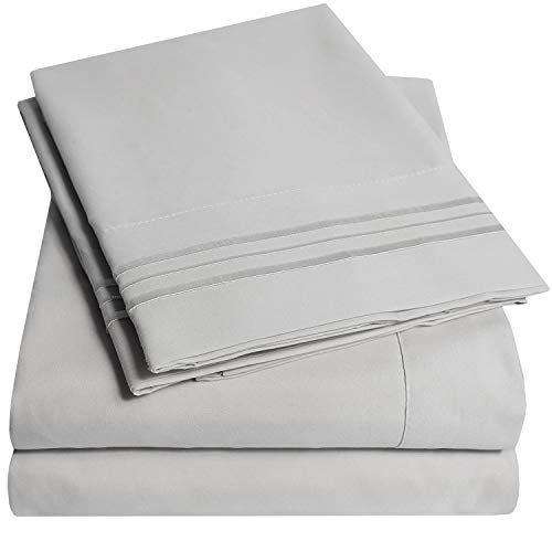 Book Cover 1500 Supreme Collection 4pc Bed Sheet Set Deep Pocket, 12 Colors - King, Silver