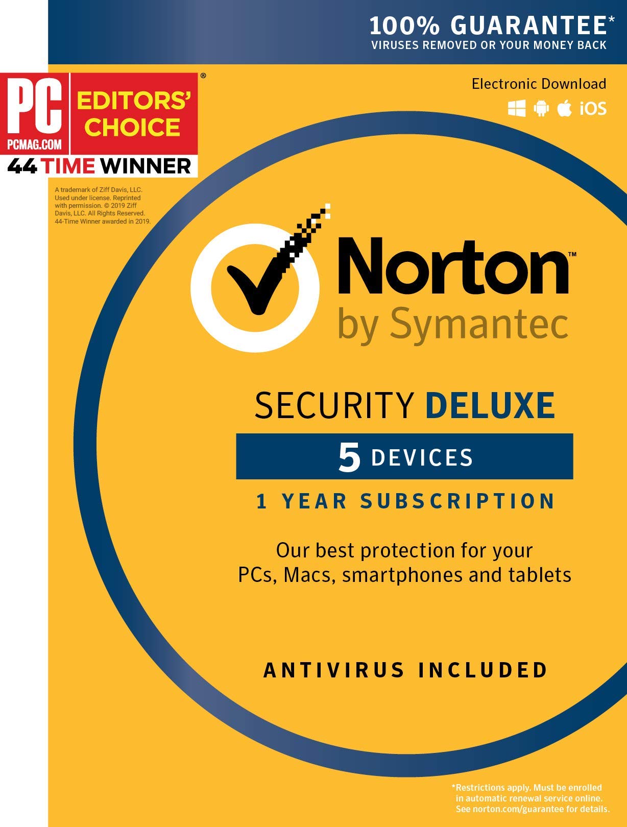 Book Cover Symantec Norton Security Deluxe – 5 Devices – 1 Year Subscription [PC/Mac/Mobile Key Card]