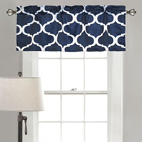 Lush Decor Geo Valance, 18 x 52, Navy