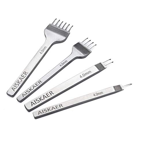 Book Cover Aiskaer White Steel 4mm 1/2/4/6 Prong DIY Diamond Lacing Stitching Chisel Set Leather Craft Kits
