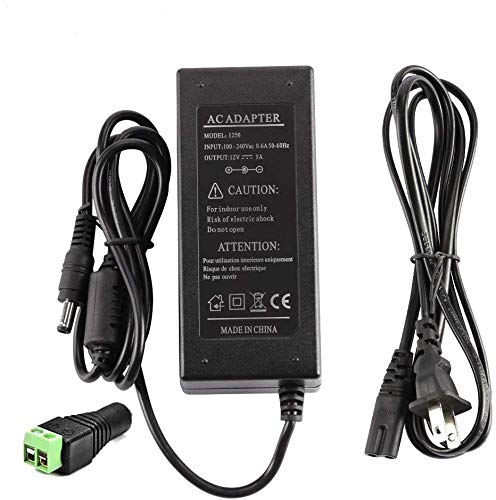 LEDMO Power Supply, Transformers,LED Adapter, 12V 5A 60 Watt Max AC 100-240V to DC 12V LED Driver for LED Strip Lights