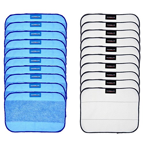 DerBlue Compatible/Replacement Parts 20-Pack Mixed Microfiber Mopping Cloths 10 Wet + 10 Dry for iRobot Braava 380 380t 320 Mint 4200 4205 5200 5200C Vacuum Cleaner