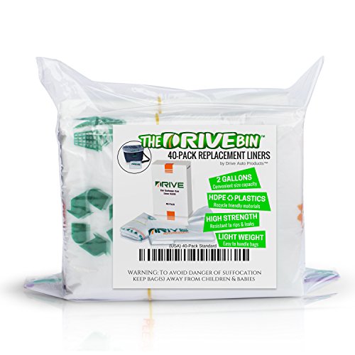 Drive Auto Small Trash Bags - Pack of 40 Clear, 2 Gallon Garbage Can Liners - Mini Bathroom Trash Bags for Kitchen, Home Office Waste Basket, Car & Dog Poopï»¿