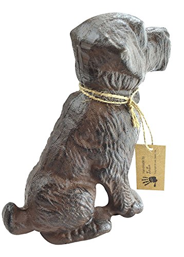LuLu Decor, 100% Cast Iron Decorative Dog Door Stopper, Doorstop, Sculpture, Dog Statue, 6" Height, Weighs 4.50 lb, Antique Brown (Brown 4.50 lb)