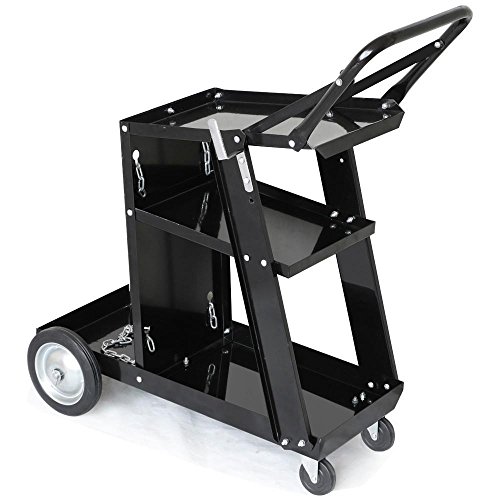 Yaheetech 3-Tier Welding Cart MIG TIG ARC Plasma Cutter Welder Welding Cart Universal W/Tank Storage, 176lbs Capacity Black