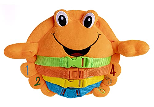 Buckle Toys - Barney Crab Stuffed Animal - Montessori Learning Toy for Toddlers - Develop Motor Skills and Problem Solving - Great Car Trip Activities for Kids