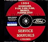 COMPLETE & UNABRIDGED 1994 FORD TRUCK, VAN & PICKUP FACTORY REPAIR SHOP & SERVICE MANUAL CD - Includes Econoline, F-150, F-250, F-350, F-450, F-550,Bronco, F-Super Duty
