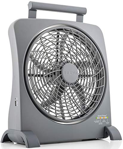 O2COOL Treva Portable Battery Operated Fan â€“ 10 Inch Blades - Smart Power Air Circulator with Plug-In AC Adapter, Rechargeable Batteries and USB Charging Port â€“ For Camping, Travel and Indoors Use