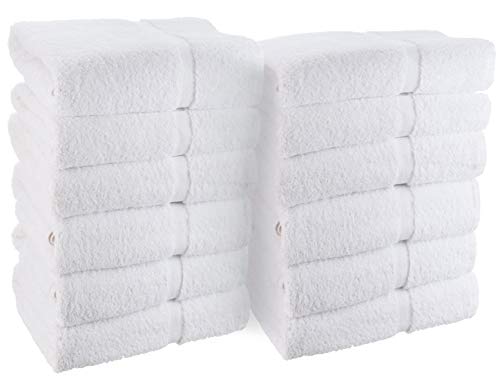 Book Cover Wealuxe Cotton Hand Towels - Soft and Lightweight - 16x27 Inch - 12 Pack - White