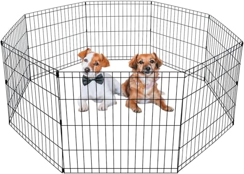 BestPet 24 Tall Foldable Dog Playpen Crate Fence Pet Kennel Play Pen Exercise Cage 8 Panel Black