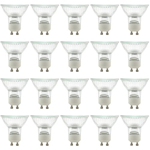 eTopLighting(20 Pack) GU10-120V-50W, MR16 Type UV Glass Cover GU10 Base Halogen Bulb Light Lamp Bulbs, 50 Watt 120 Volt, GU10-120V-50W(20)