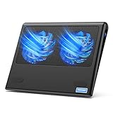 TECKNET Laptop Cooling Pad, 12"-15.6" Laptop Cooler, Gaming Cooling Pad Stand, Wind Speed Adjustable, 2 USB Powered Fans Cooling Pad for Laptop Within 16 Inch