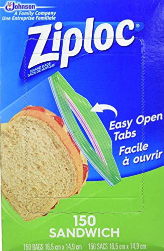 Book Cover Ziploc 71135 Sandwich Bags, Pack of 150, 6.5 x 5.875-Inch (16.5 cm x 14.9 cm)