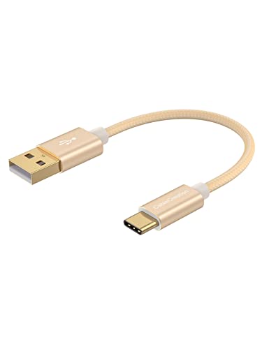 CableCreation Short USB A to USB C Cable 6 inch, Braided USB C to USB A Fast Charging TypeC Data Cord for Power Bank,Galaxy S22, iPad Pro,iPhone 15/16,Android Auto/Cellphone,CarPlay