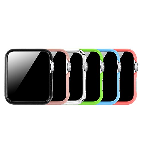 Book Cover [6 Color Pack] Fintie for Apple Watch Case 38mm, Slim Lightweight Polycarbonate Hard Protective Bumper Cover for All Versions 38mm Apple Watch Series 3 (2017) / Series 2 / Series 1 Sport & Edition