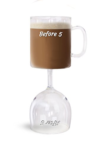 BigMouth Inc. Before & After 5 Coffee & Wine Glass, Reversable Cup, Funny Novelty Dual Wine Glass and Coffee Cup