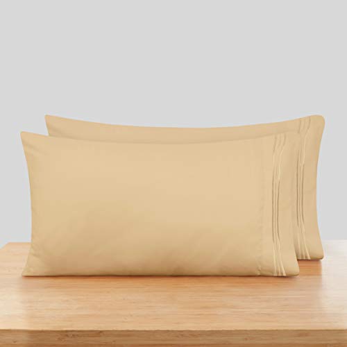 Book Cover Nestl Bedding Solid Microfiber King 20 x 40 Inches Pillowcases, Camel (Set of 2)
