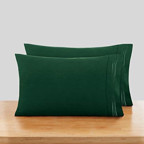 Book Cover Nestl Pillowcases King Size Set of 2 â€“Â Hunter Green Pillow Cases Brushed Microfiber 2 PackÂ 20 x 40Â Inches â€“ King, Pillow Case Covers with Envelope Closure