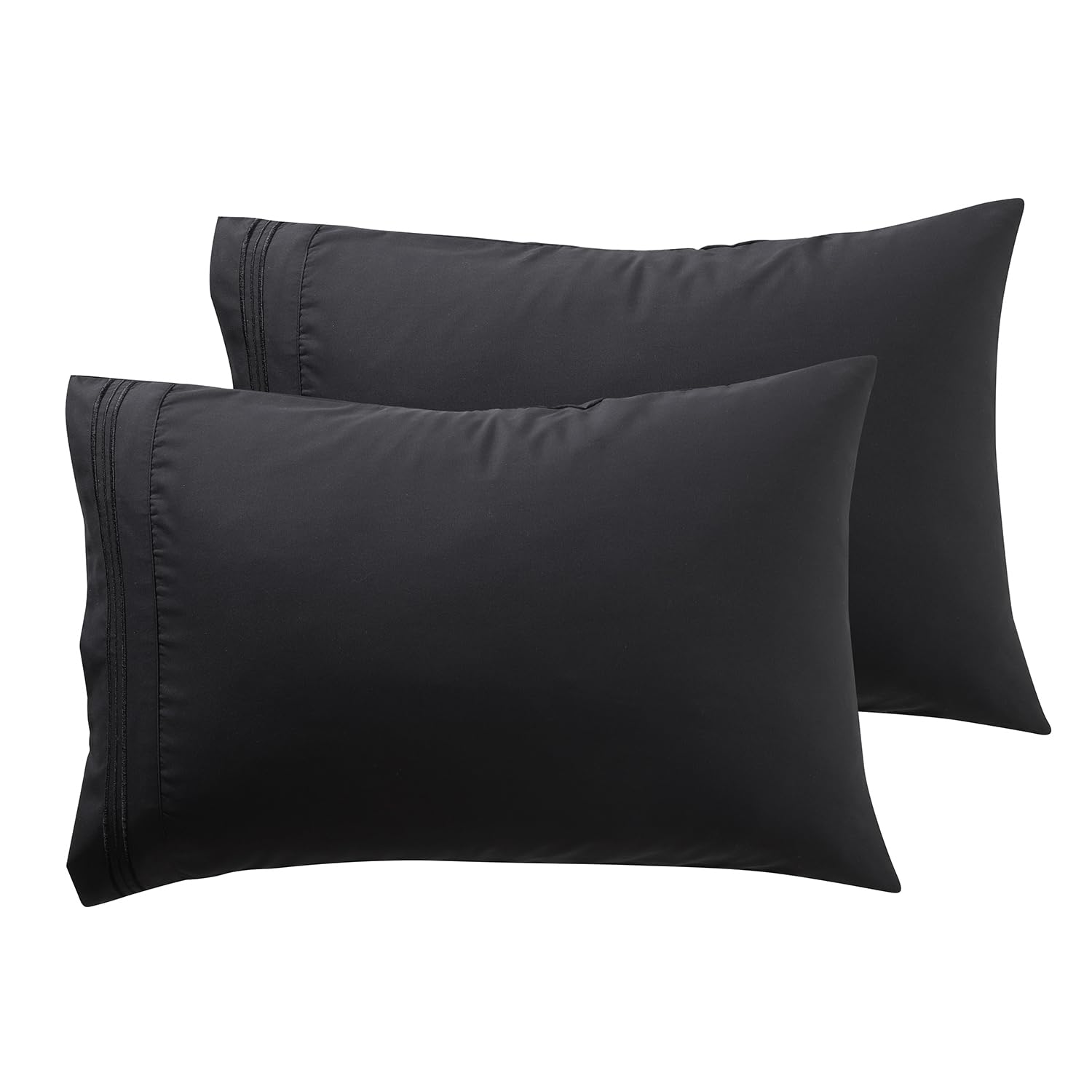 Book Cover Nestl Bedding Soft Pillow Case Set of 2 - Double Brushed Microfiber Hypoallergenic Pillow Covers - 1800 Series Premium Bed Pillow Cases, Standard/Queen - Black