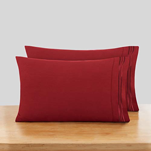 Book Cover Nestl Pillowcases Standard Size Set of 2 –  Burgundy Red Standard Pillow Cases Brushed Microfiber 2 Pack 20 x 30 Inches – Queen, Pillow Case Covers with Envelope Closure