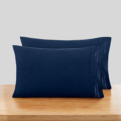 Book Cover Nestl Pillowcases Standard Size Set of 2 â€“Â Â Navy Blue Standard Pillow Cases Brushed Microfiber 2 PackÂ 20 x 30Â Inches â€“ Queen, Pillow Case Covers with Envelope Closure