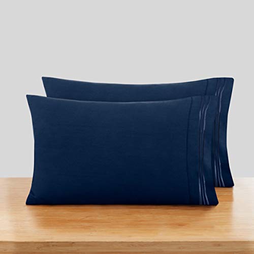 Nestl Pillowcases Standard Size Set of 2 â€“Â Â Navy Blue Standard Pillow Cases Brushed Microfiber 2 PackÂ 20 x 30Â Inches â€“ Queen, Pillow Case Covers with Envelope Closure