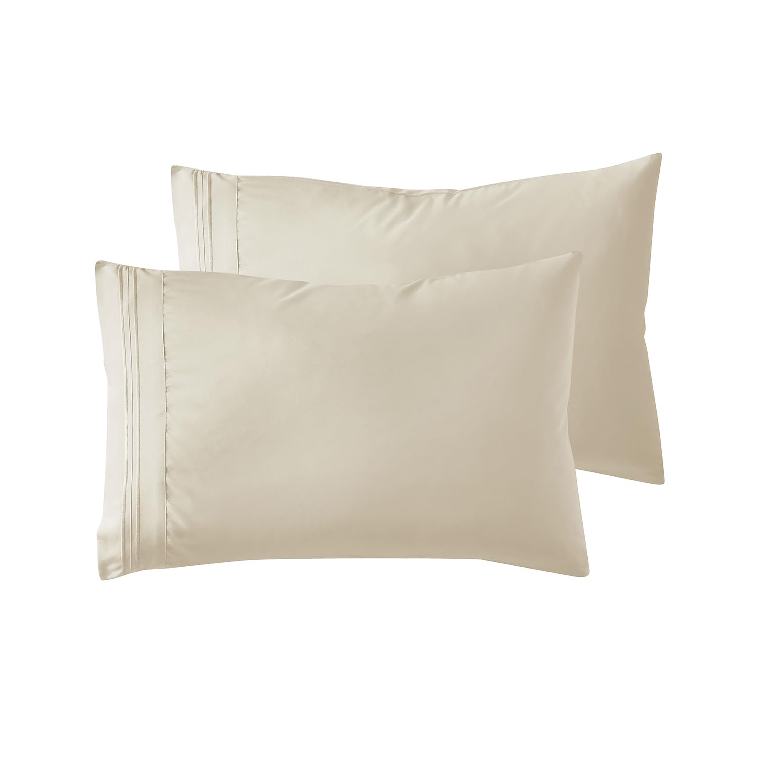 Nestl Beige Pillow Cases Queen Size Set of 2, Soft Queen Pillow Case, 1800 Microfiber Queen Pillow Cases 2, Pillowcases Queen, Envelope Closure Pillowcase, Pillow Covers Queen Size, 20x30 Inches Queen (20" x 30") Beige