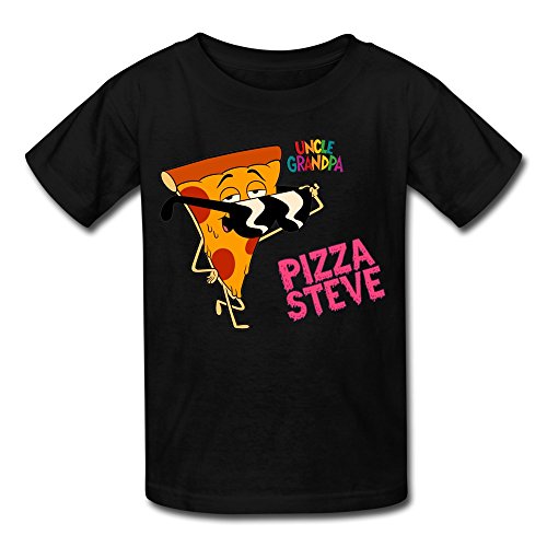 LUYI Kid's Uncle Grandpa Unc Pizza Steve T Shirts S Black