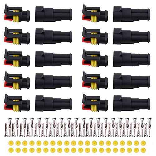 MUYI 10 Kit 2 Pin Way Waterproof Electrical Connector 1.5mm Series Terminals Water Resistend