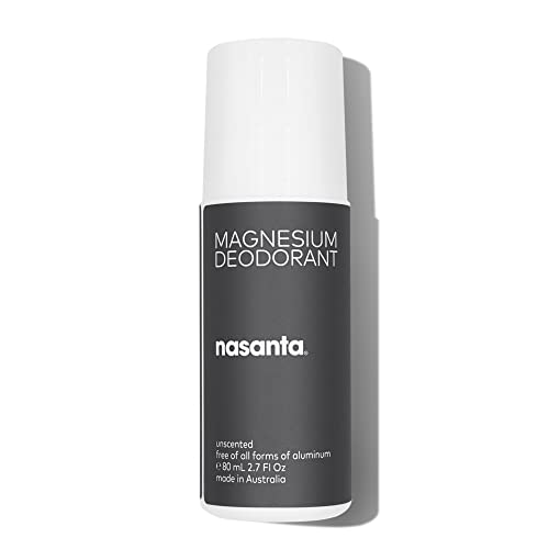 nasantaÂ® Magnesium Deodorant Men - Australian Made Natural Deodorant, 100% Free of ALL Forms of Aluminum, 100% Unscented, 80 mL 2.7 Fl Oz Roll On
