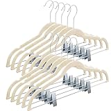 Home-it 10 Pack Clothes Hangers with Clips Ivory Velvet Hangers use for Skirt Hangers Clothes Hanger Pants Hangers Ultra Thin No Slip