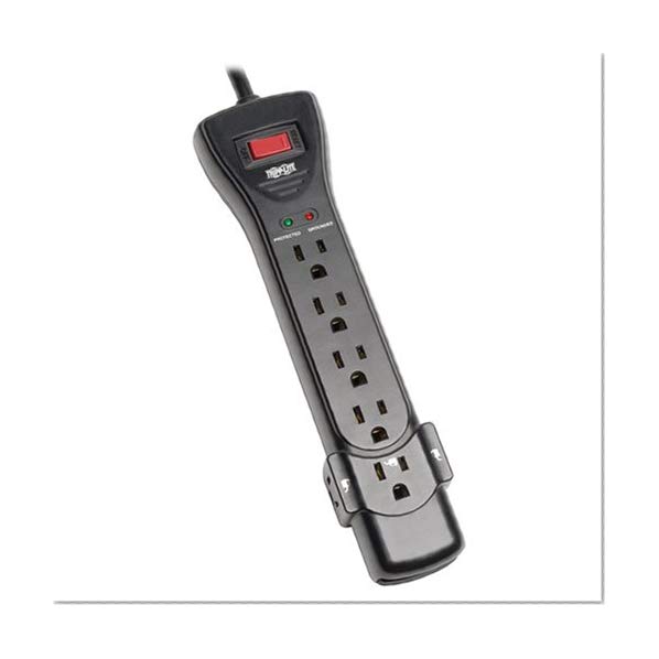 Tripp Lite 7 Outlet Surge Protector Power Strip, Extra Long Cord 25ft, Right-Angle Plug, Black, Lifetime Limited Warranty & $75K INSURANCE (SUPER725B)