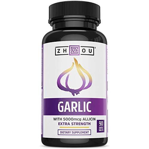 Book Cover Garlic Pills with Allicin for Immune Support and Lower Blood Pressure - ODOURLESS - 400 mg - 90 Enteric-Coated Tablets