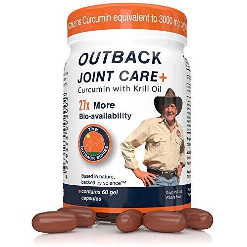 Outback Joint Care+ Supplement | Bioavailable Curcumin with Krill Oil for 27x Better Absorption, Equivalent to 3000mg Dry Turmeric Supplements, No Black Pepper Needed, 60 Gel Capsules
