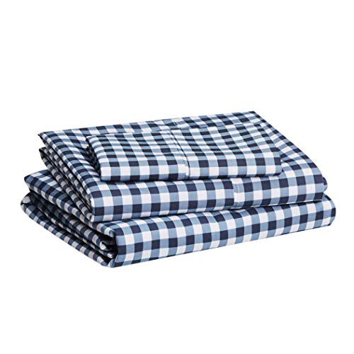 Amazon Basics Microfiber Sheet Set - Twin, Gingham Plaid