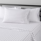 AmazonBasics Light-Weight Microfiber Sheet Set - Twin XL, Taupe Stripe