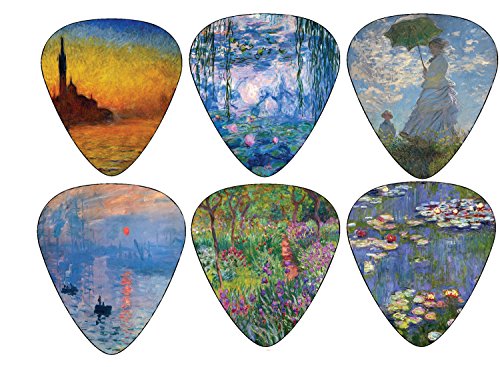 Creanoso Guitar Picks (12-Pack)- Claude Monet Waterlilies Famous Arts Paintings Plectrums - for Acoustic, Electric and Bass Guitars - Stocking Stuffers for Men and Women Guitarists Collectible Set
