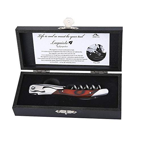 Book Cover Laguiole By FlyingColors Wine Opener Sommelier Professional Waiter's Corkscrew, Wooden Gift Box. Sommelier Knife, Corkscrew, Foil Cutter, and Bottle Opener (Wood)