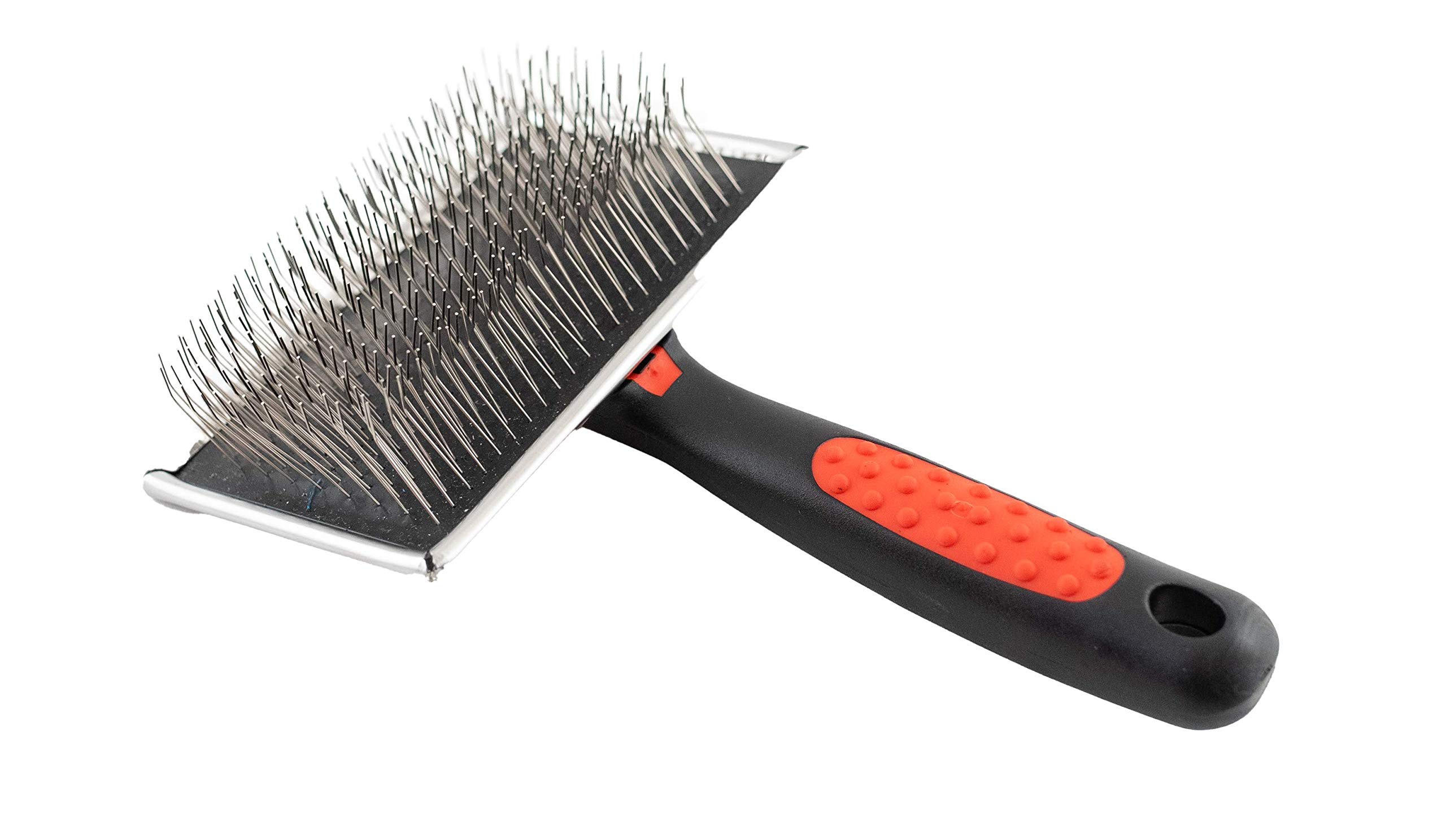 Paw Brothers Extra Long Pin Flat Slicker Brush for Dogs, Professional Grade, Removes Loose Fur and Tangles, Ergonomic Handle, Large Extra Long Hard Pin